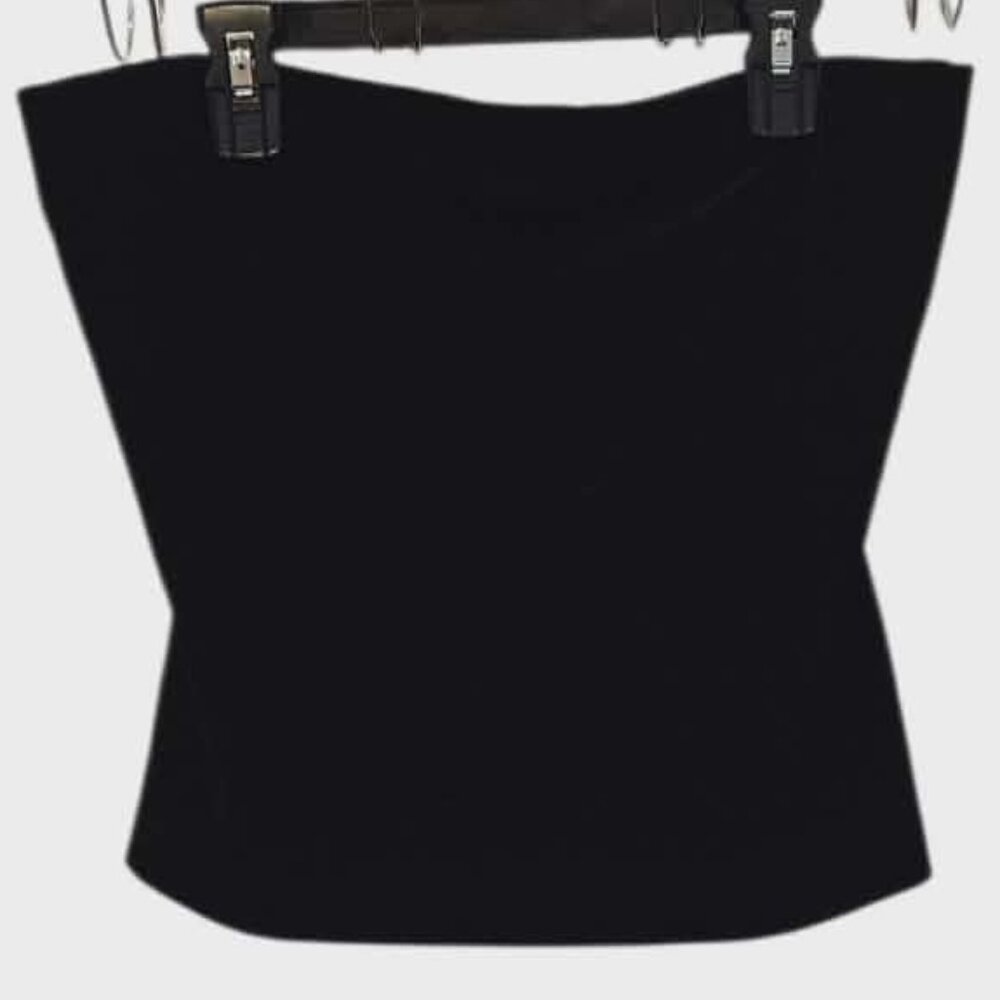 Vintage Tower Y2K Black Velvet Strapless Halter Top Whimsigoth Rave Club Top 2XS